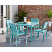 Mod Furniture - Luna 5pc: 4 Slat Dining Chairs, 41" Slat Table - Teal-United Backyard