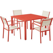 Mod Furniture- Luna 5pc: 4 Sling Dining Chairs, 41" Slat Table - Coral-United Backyard