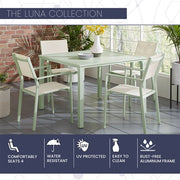 Mod Furniture - Luna 5pc: 4 Sling Dining Chairs, 41" Slat Table - Mint-United Backyard