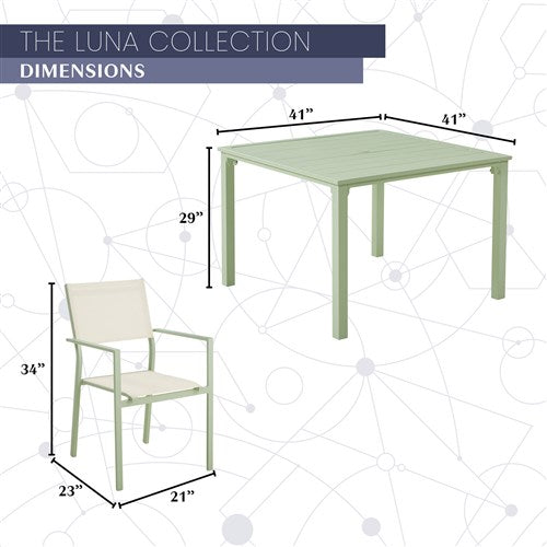 Mod Furniture - Luna 5pc: 4 Sling Dining Chairs, 41" Slat Table - Mint-United Backyard