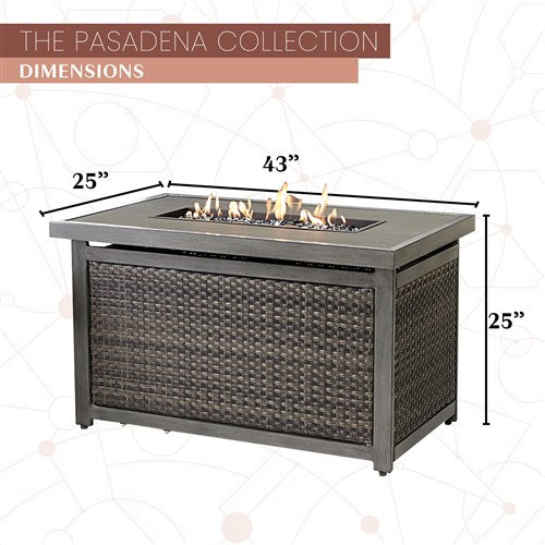 Mod Furniture - Pasadena 6pc Fire Pit Set: 2 Chairs, Sofa, 2 Ottomans, Slat Fire Pit - Grey-United Backyard
