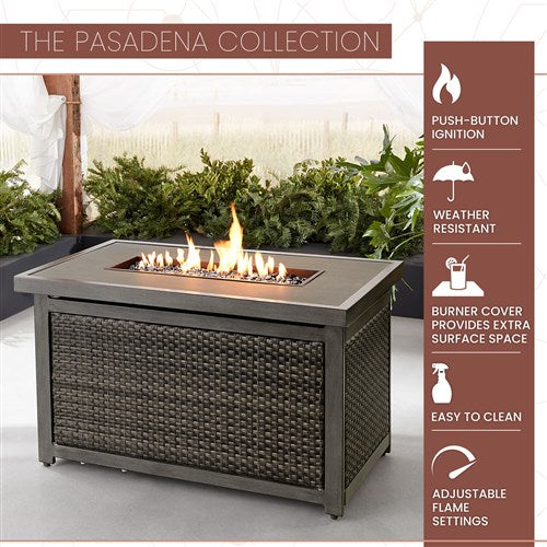 Mod Furniture - Pasadena Rectangle KD Gas Slat Top Fire Pit - Grey-United Backyard