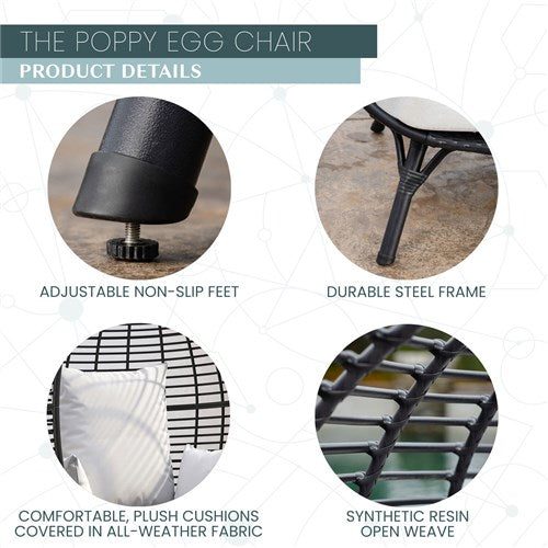 Mod Furniture - Poppy Stationary Egg Chair - Grey/Grey-United Backyard