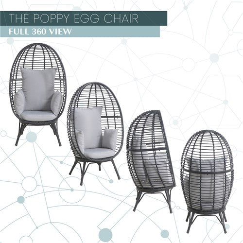 Mod Furniture - Poppy Stationary Egg Chair - Grey/Grey-United Backyard