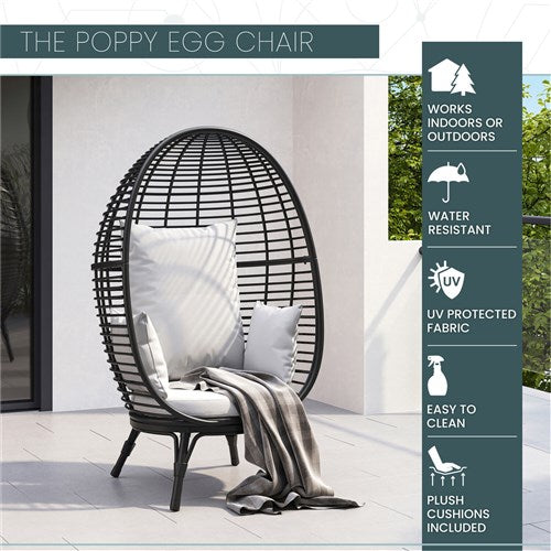 Mod Furniture - Poppy Stationary Egg Chair - Grey/Grey-United Backyard