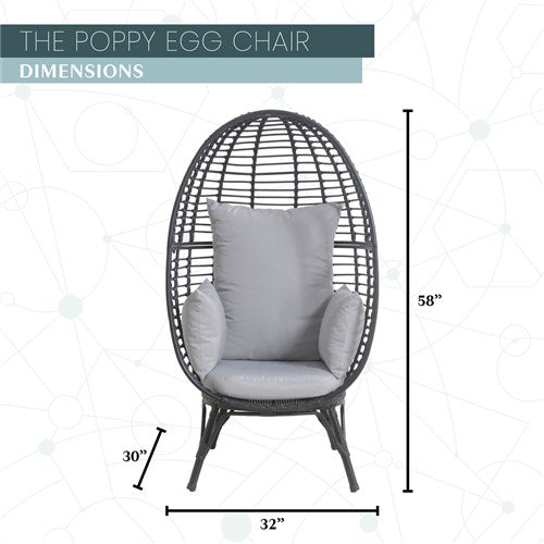 Mod Furniture - Poppy Stationary Egg Chair - Grey/Grey-United Backyard