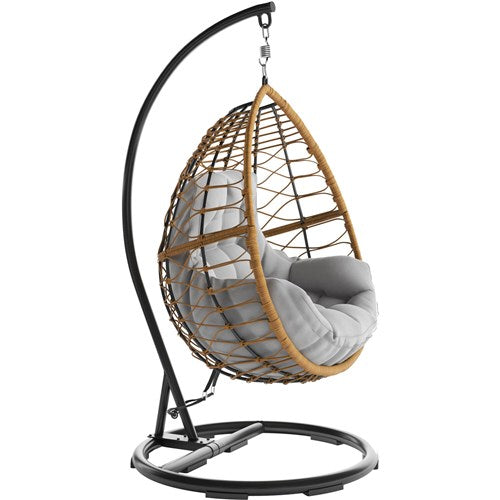 Mod Furniture - Willa Steel Hanging Egg Chair with Cushion - Grey/Tan-United Backyard