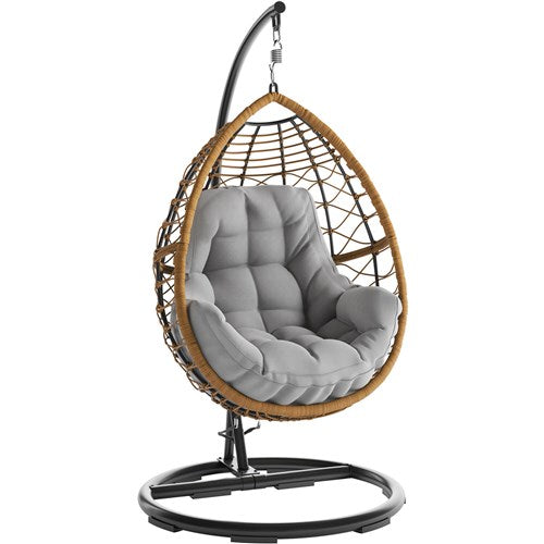 Mod Furniture - Willa Steel Hanging Egg Chair with Cushion - Grey/Tan-United Backyard