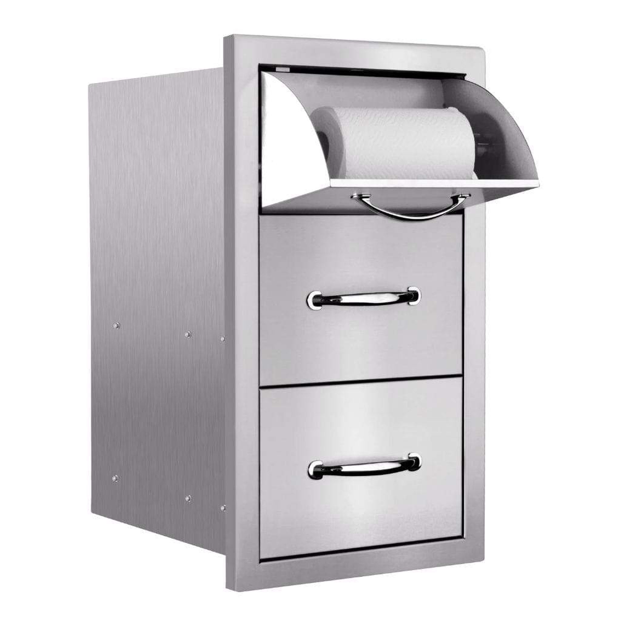 Summerset - 17" Stainless Steel Vertical 2-Drawer & Paper Towel Holder Combo with Masonry Frame Return-United Backyard