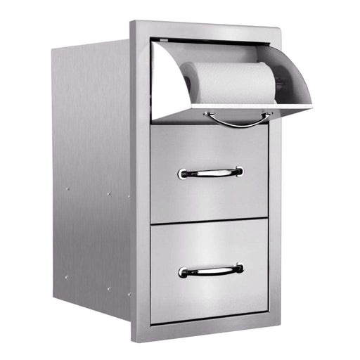 Summerset - 17" Stainless Steel Vertical 2-Drawer & Paper Towel Holder Combo with Masonry Frame Return-United Backyard