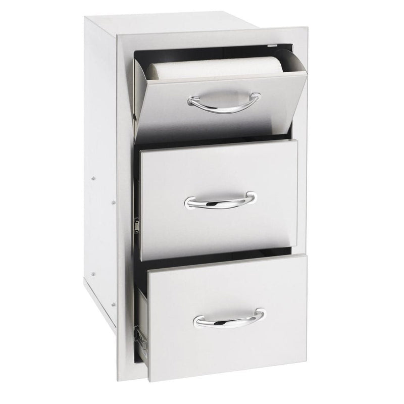 Summerset - 17" Stainless Steel Vertical 2-Drawer & Paper Towel Holder Combo-United Backyard