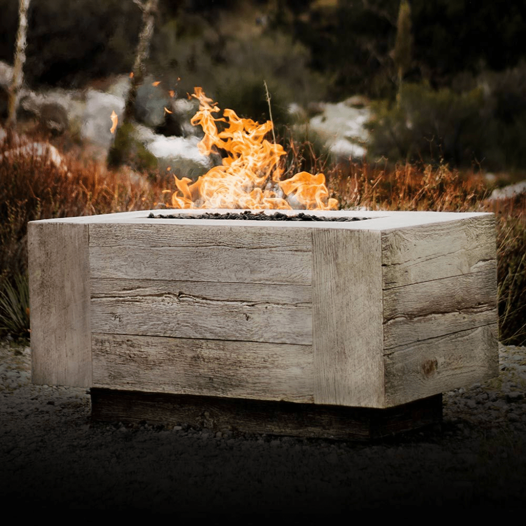 The Outdoor Plus - 120" Catalina GFRC Wood Grain Concrete Rectangle Gas Fire Pit-United Backyard