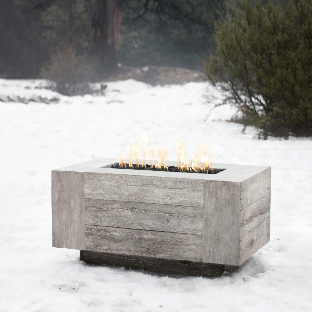 The Outdoor Plus - 120" Catalina GFRC Wood Grain Concrete Rectangle Gas Fire Pit-United Backyard