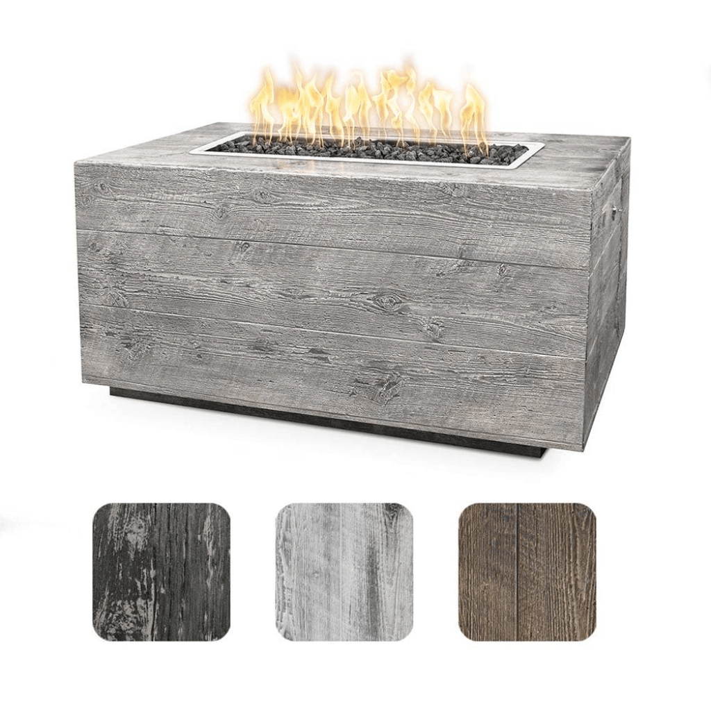 The Outdoor Plus - 120" Catalina GFRC Wood Grain Concrete Rectangle Gas Fire Pit-United Backyard