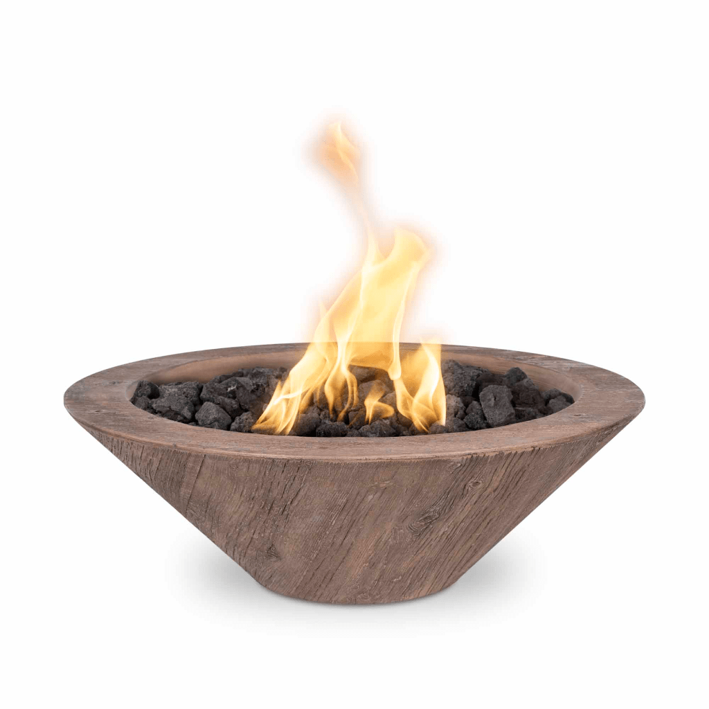 The Outdoor Plus - 24" Cazo GFRC Wood Grain Concrete Round Fire Bowl-United Backyard