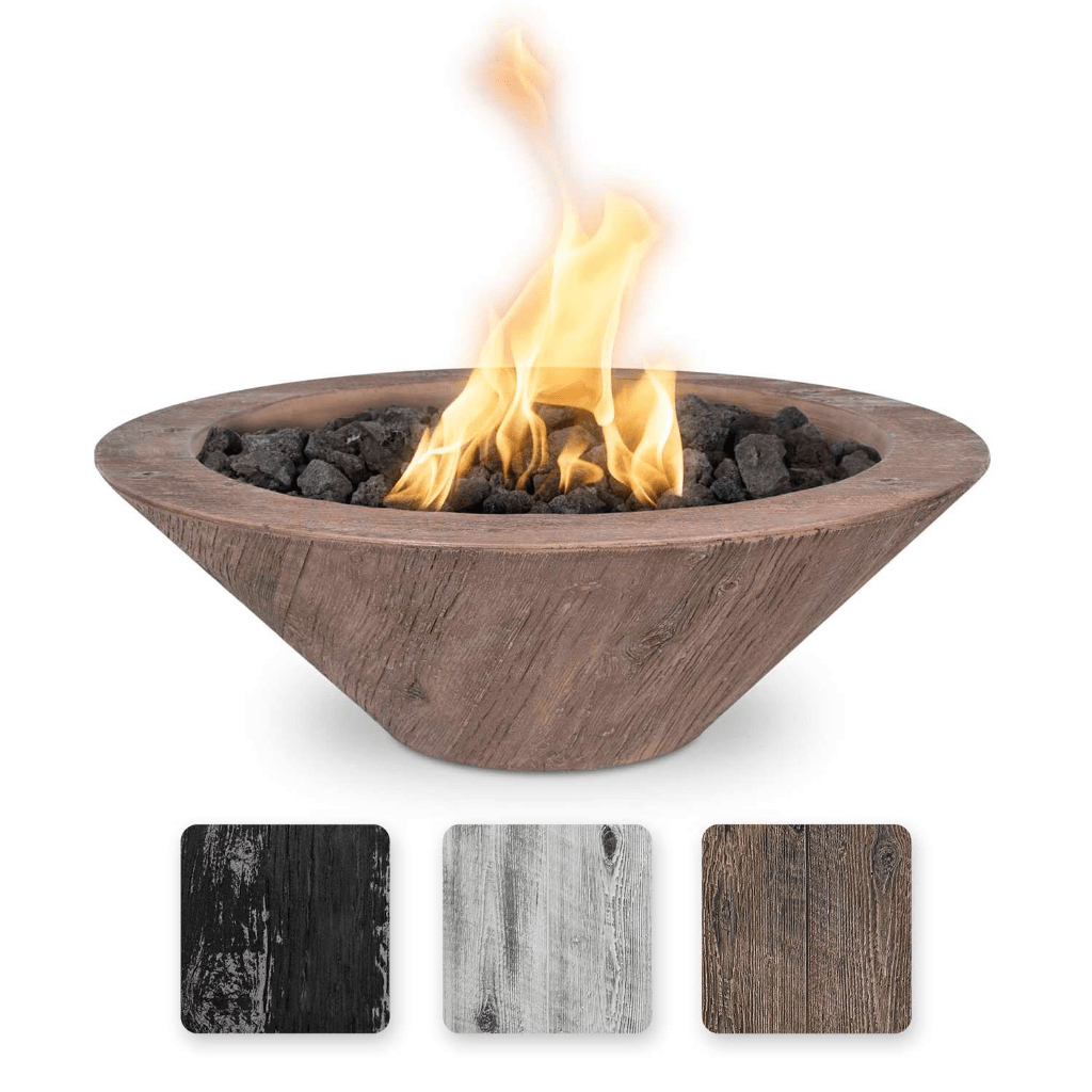 The Outdoor Plus - 24" Cazo GFRC Wood Grain Concrete Round Fire Bowl-United Backyard