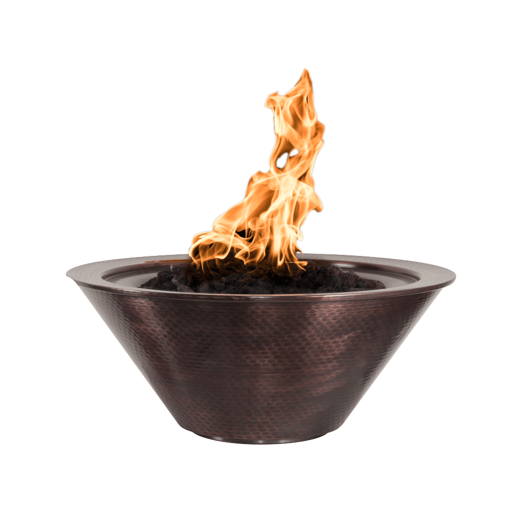 The Outdoor Plus - 24" Cazo Hammered Round Fire Bowl, Natural Gas - Copper-United Backyard