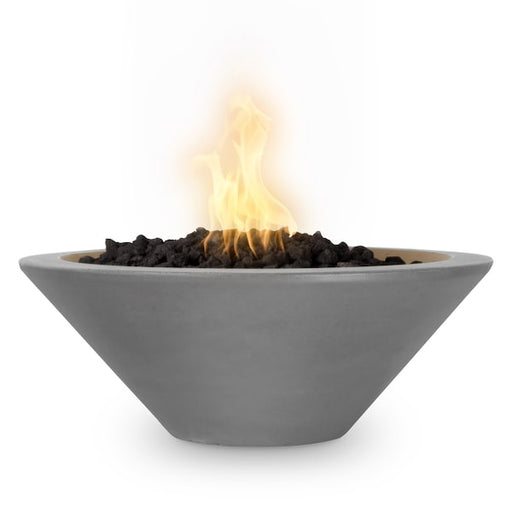 The Outdoor Plus - 24" Round Cazo Fire Bowl - GFRC Concrete Match Lit with Flame Sense - Natural Gas - Natural Gray-United Backyard