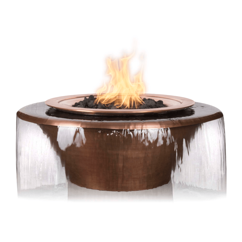 The Outdoor Plus - 30" Cazo Hammered Copper 360° Spill Round Fire & Water Bowl-United Backyard