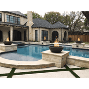 The Outdoor Plus - 33" Sedona GFRC Concrete Round Fire Bowl, Natural Gas - Natural Gray-United Backyard