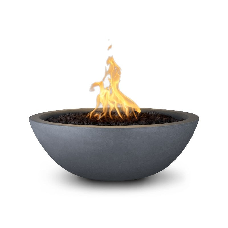 The Outdoor Plus - 33" Sedona GFRC Concrete Round Fire Bowl, Natural Gas - Natural Gray-United Backyard