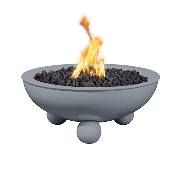 The Outdoor Plus - 36" Round Sedona Fire Bowl, Powder Coated Metal, Low Voltage Electronic Ignition, Natural Gas - Gray-United Backyard