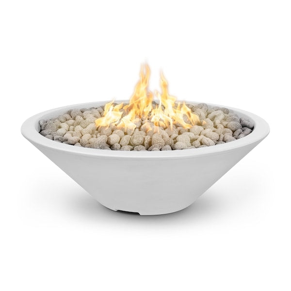 The Outdoor Plus - 48" Round Cazo Fire Pit - GFRC Concrete - Match Lit with Flame Sense - Natural Gas - White-United Backyard