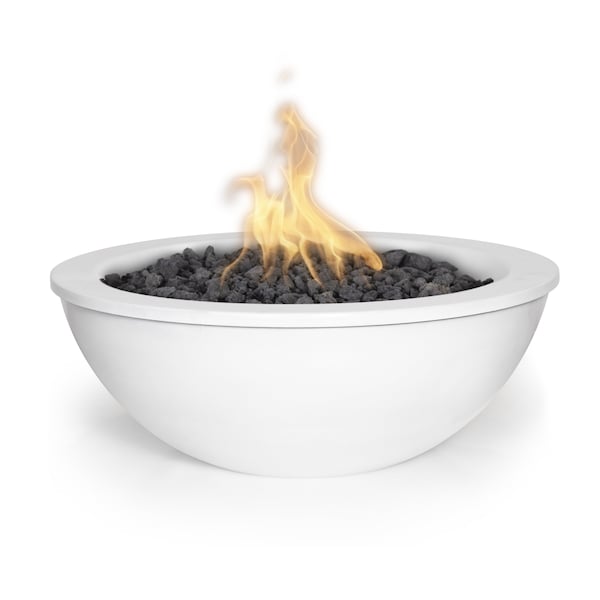 The Outdoor Plus - 48" Round Sedona Fire Bowl - Powder Coated Metal - Match Lit - Natural Gas - White-United Backyard