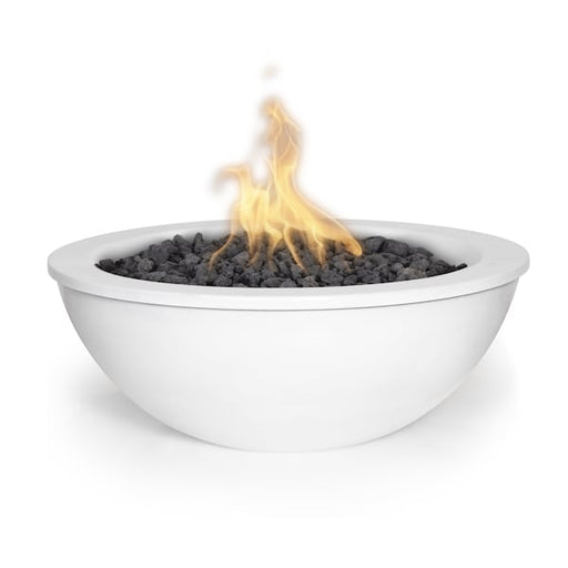 The Outdoor Plus - 48" Round Sedona Fire Bowl - Powder Coated Metal - Match Lit - Natural Gas - White-United Backyard