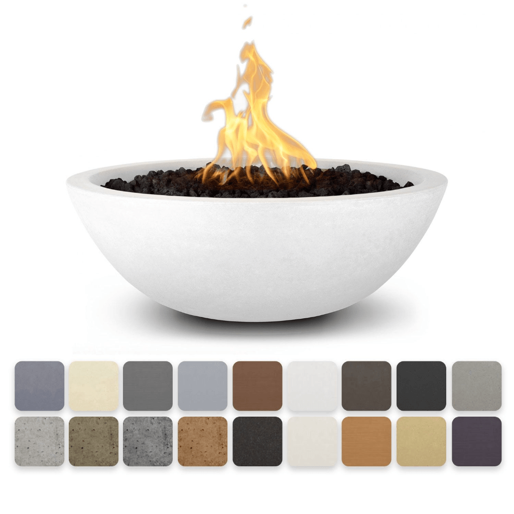 The Outdoor Plus - 48" Sedona Narrow Ledge GFRC Concrete Round Natural Gas Fire Pit-United Backyard