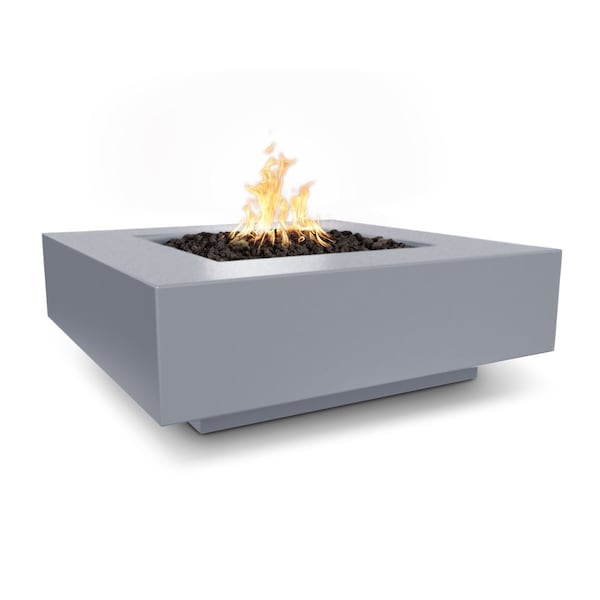 The Outdoor Plus - 48" Square Cabo Fire Pit - GFRC Concrete - Low Voltage Electronic Ignition - Natural Gas - Gray-United Backyard