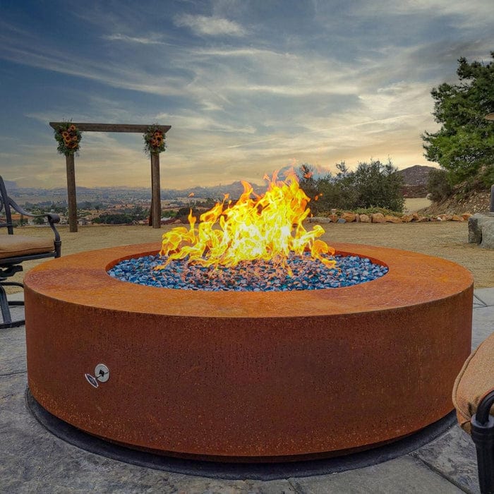 The Outdoor Plus - 48" Unity Copper & Corten Steel & Stainless Steel Round Fire Pit - 18" Tall - Natural Gas-United Backyard