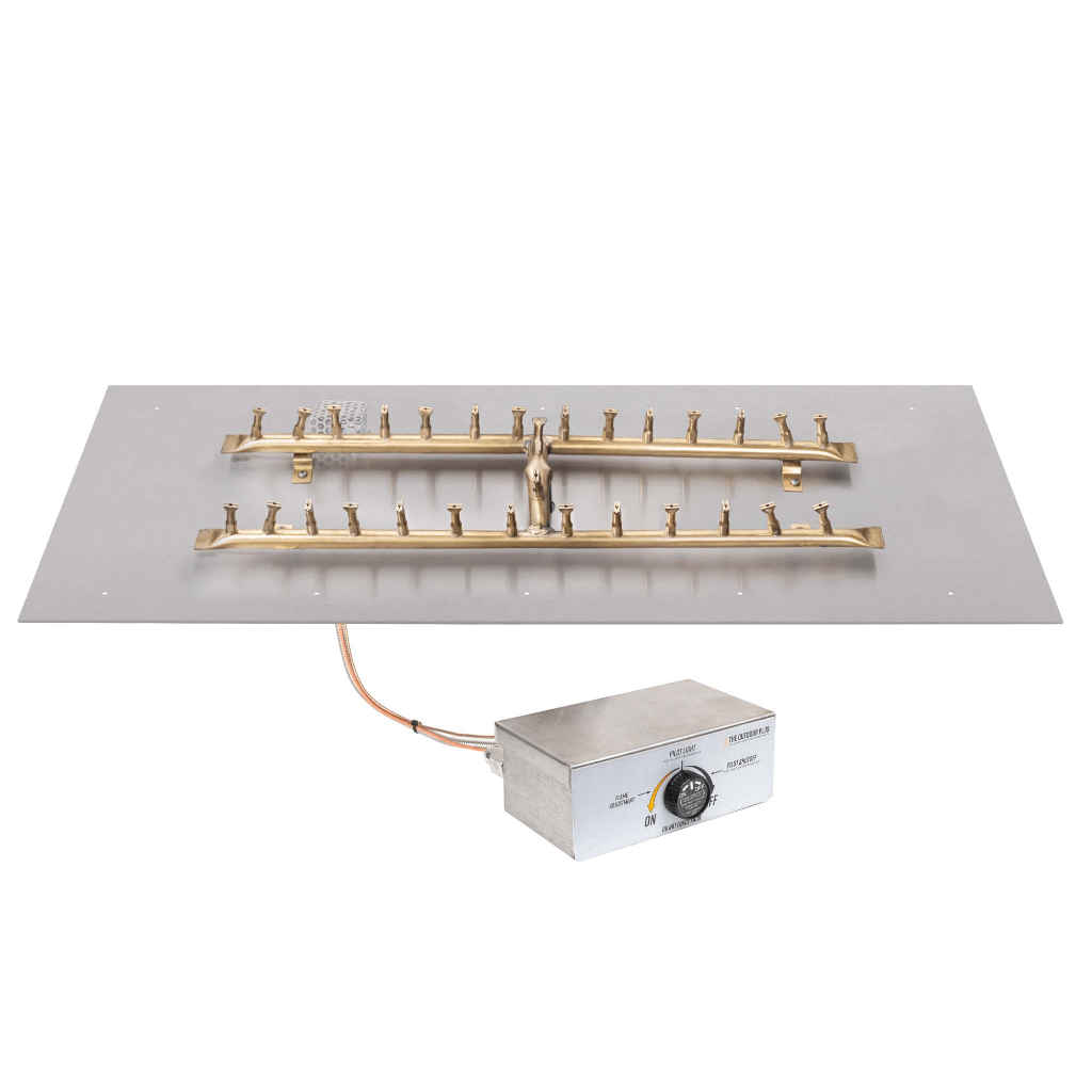 The Outdoor Plus - 48x12 Rectangular Flat Pan With Brass 'H' Bullet Burner-United Backyard