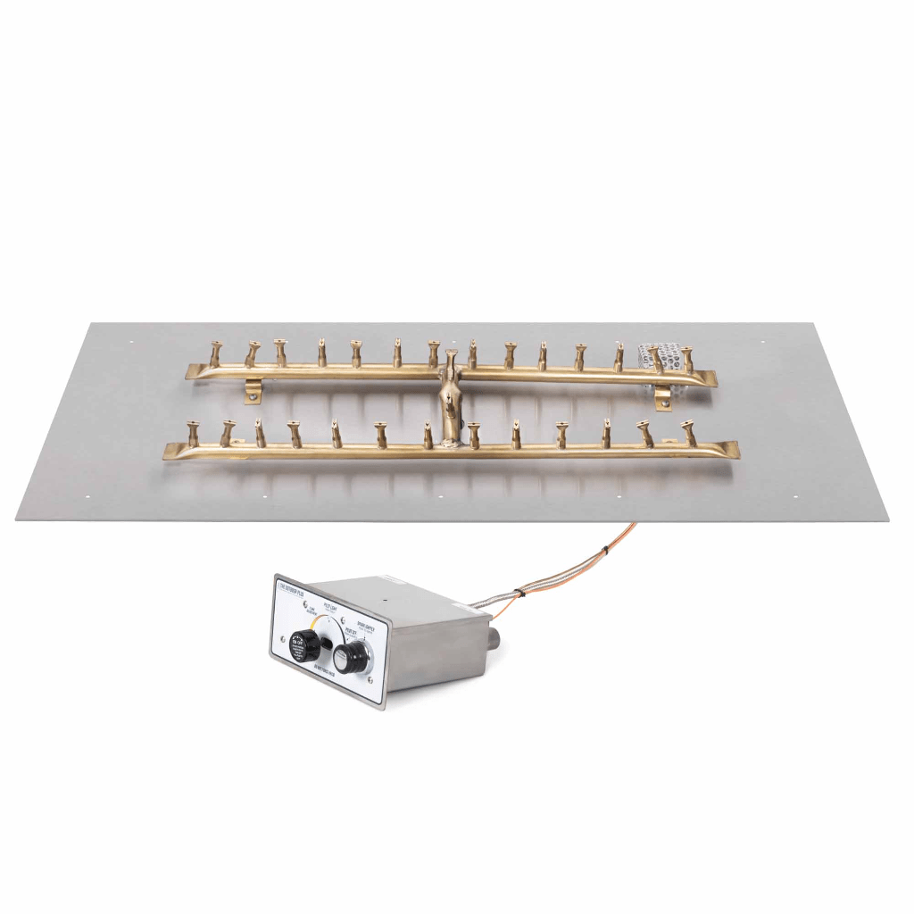 The Outdoor Plus - 48x12 Rectangular Flat Pan With Brass 'H' Bullet Burner-United Backyard