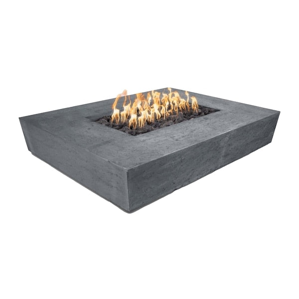 The Outdoor Plus - 58" Rectangular Heiko Fire Pit - GFRC Concrete - Match Lit - Natural Gas - Gray-United Backyard