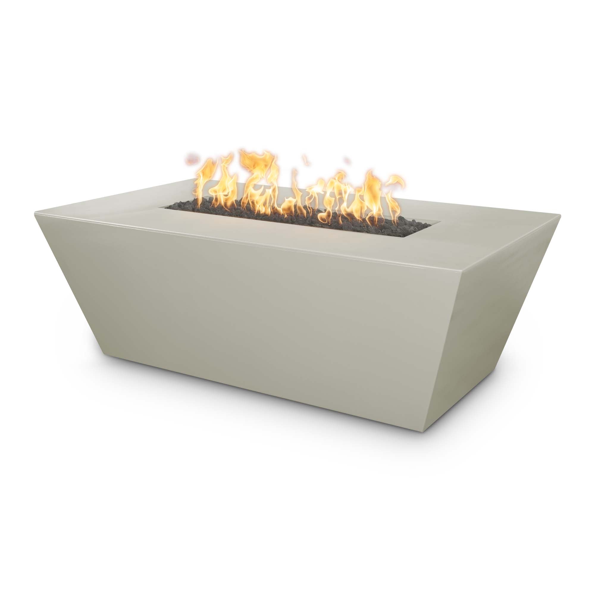 The Outdoor Plus - 60" Angelus GFRC Concrete Rectangle Fire Pit - Liquid Propane - Rustic Gray-United Backyard