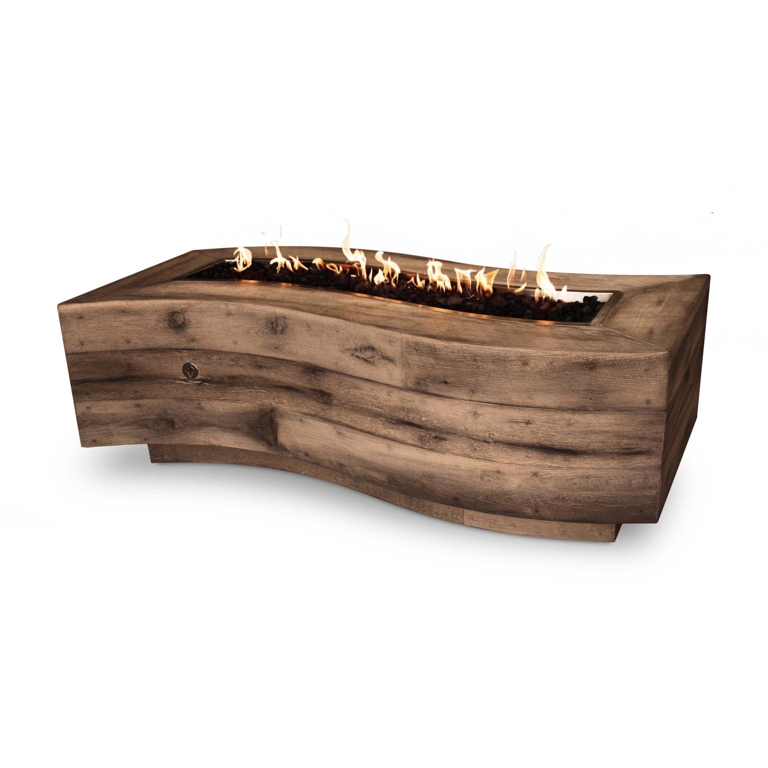 The Outdoor Plus - 60" Big Sur GFRC Wood Grain Concrete Rectangle Gas Fire Pit - Liquid Propane - Ivory-United Backyard