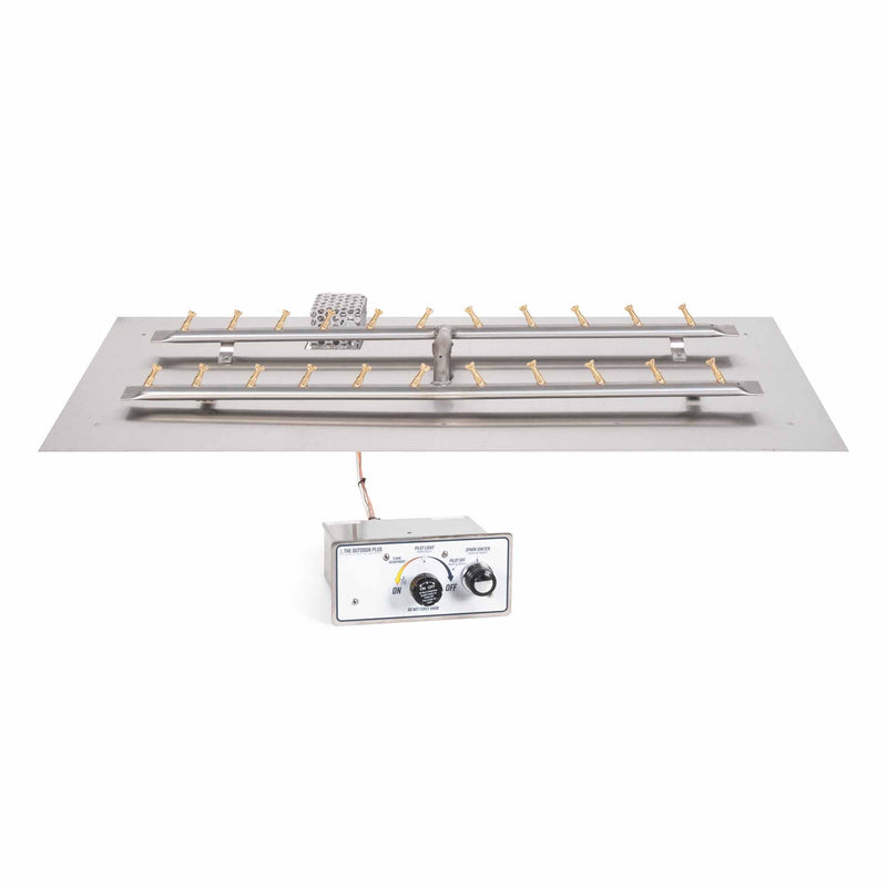 The Outdoor Plus - 60 Inch Rectangular Aluminum Flat Pan and 48 Inch Stainless Steel Bullet H-Burner-United Backyard