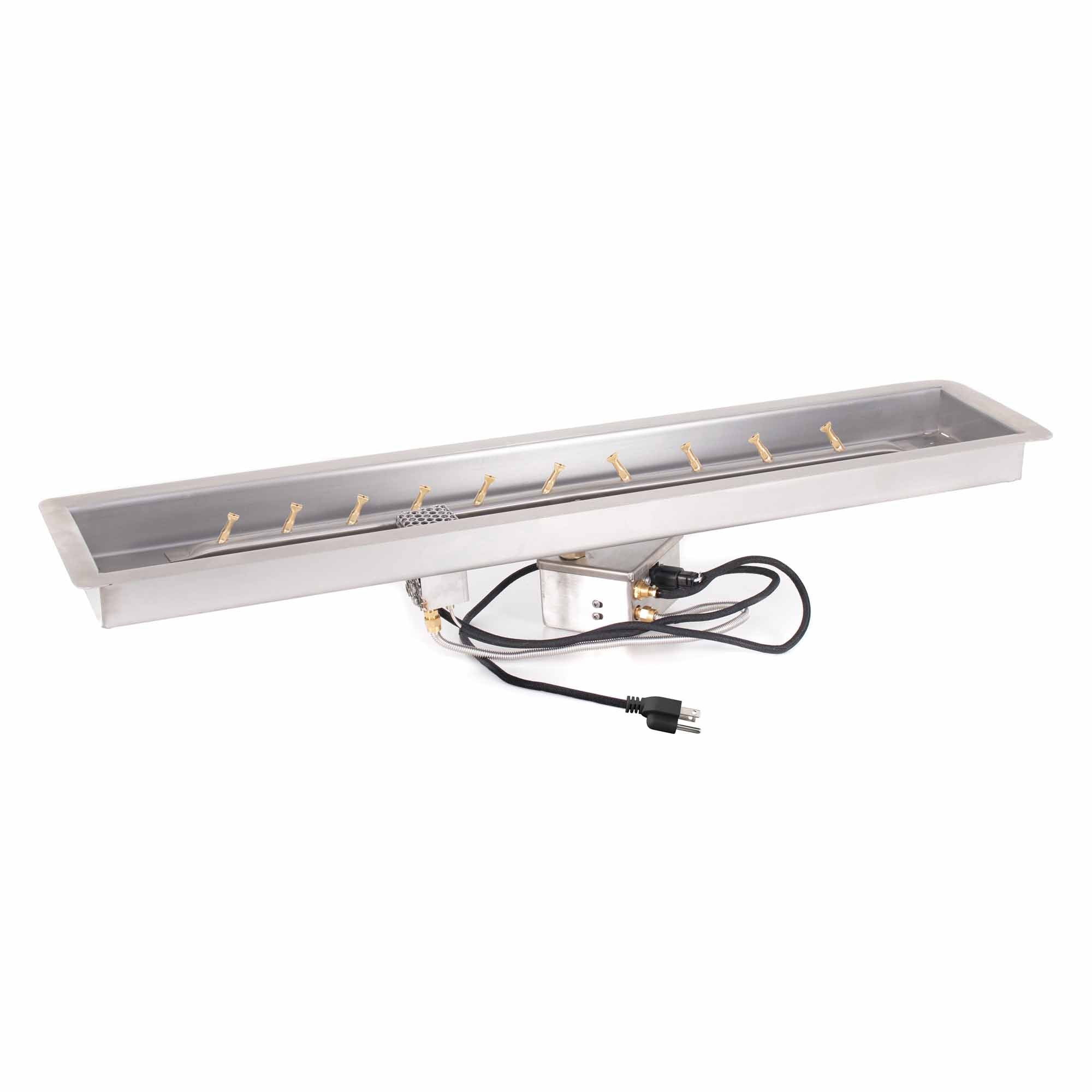 The Outdoor Plus - 60 Inch Rectangular Drop-In Pan and 48 Inch Stainless Steel Linear Bullet Burner-United Backyard