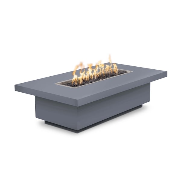 The Outdoor Plus - 60" Rectangular Fremont Fire Table - Powder Coated Metal - Match Lit - Liquid Propane - Gray-United Backyard