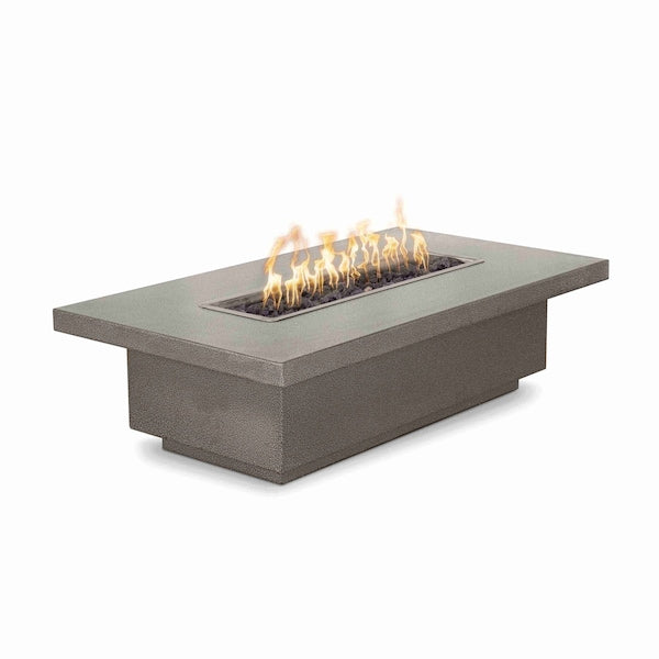 The Outdoor Plus - 60" Rectangular Fremont Fire Table, Powder Coated Metal, Spark Ignition w/Flame Sense, Liquid Propane - Silver Vein-United Backyard