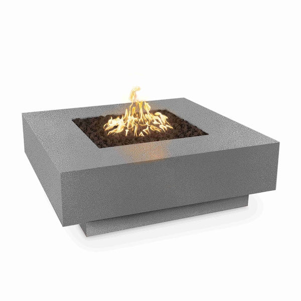 The Outdoor Plus - 60" Square Cabo Fire Pit, Powder Coated Metal, Low Voltage Electronic Ignition, Natural Gas - Silver Vein-United Backyard