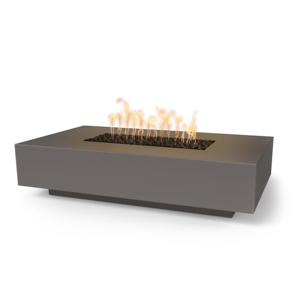 The Outdoor Plus - 66" Rectangular Cabo Fire Pit, GFRC Concrete, Low Voltage Electronic Ignition, Natural Gas - Chestnut-United Backyard