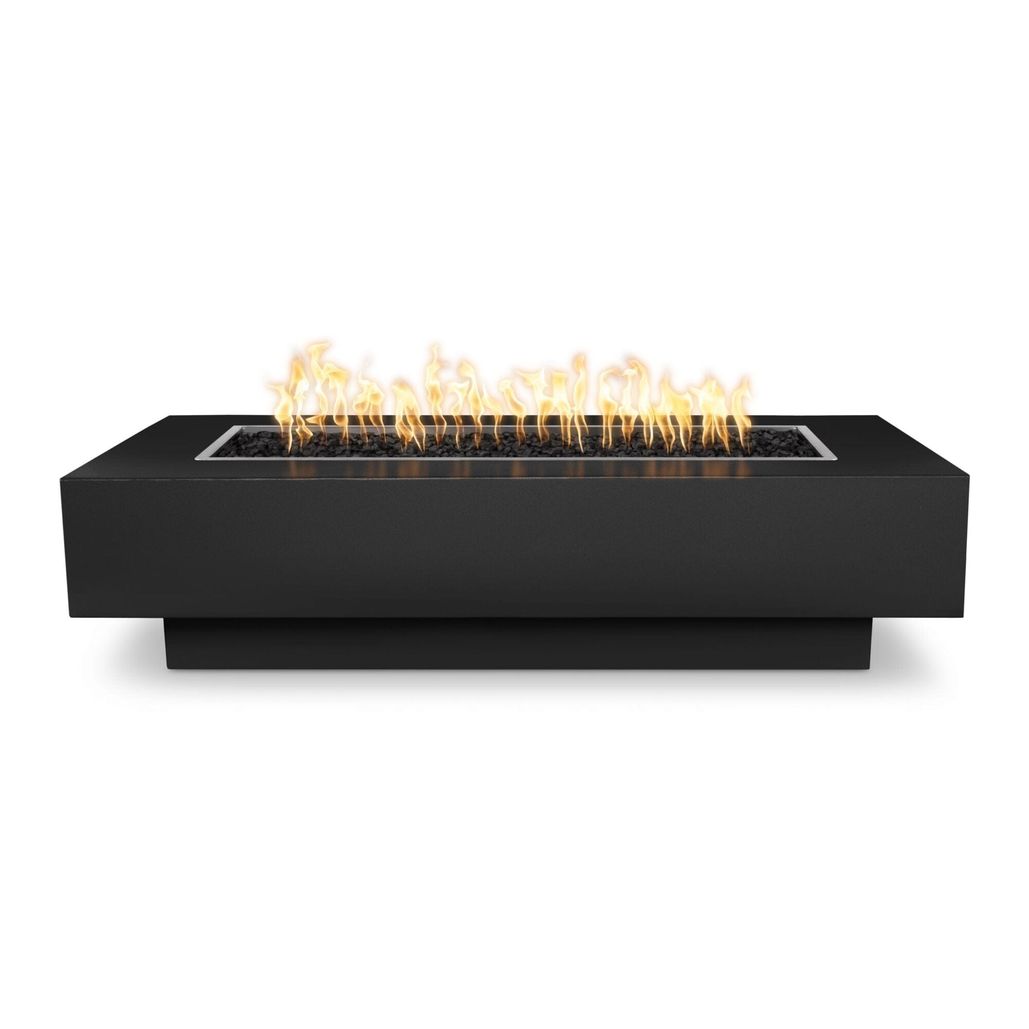 The Outdoor Plus - 72" Coronado Powder Coated Steel Rectangle Fire Pit Table-OPT-CORPC72E12V-BLK-LP-United Backyard