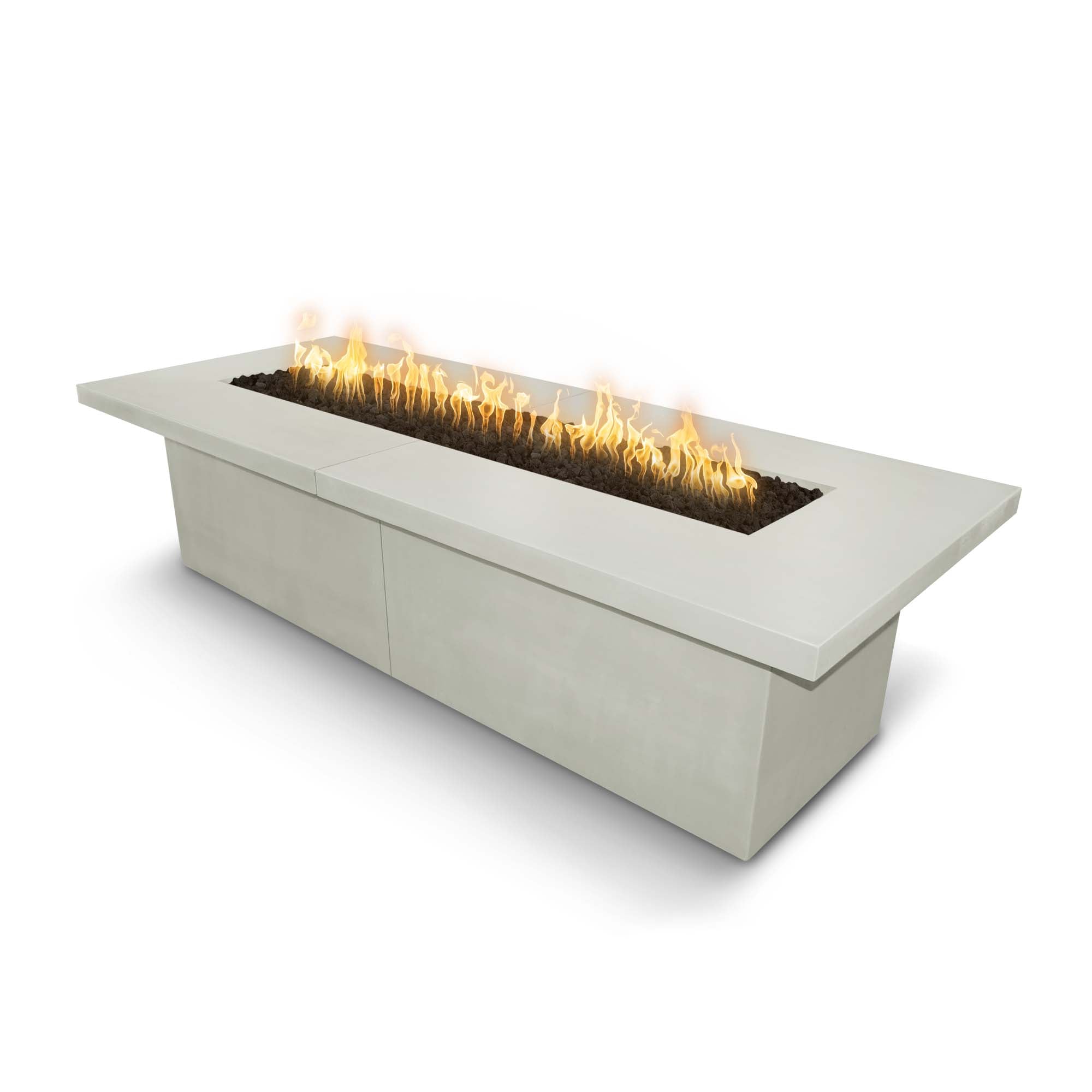 The Outdoor Plus - 72" Newport GFRC Concrete Rectangle Fire Table - Liquid Propane Rustic Gray-United Backyard