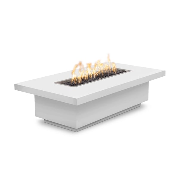 The Outdoor Plus - 72" Rectangular Fremont Fire Table - Powder Coated Metal - Match Lit - Liquid Propane - White-United Backyard