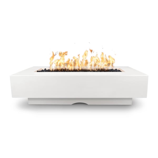 The Outdoor Plus - 96" Rectangular Del Mar Fire Pit - GFRC Concrete - Match Lit with Flame Sense - Natural Gas - White-United Backyard