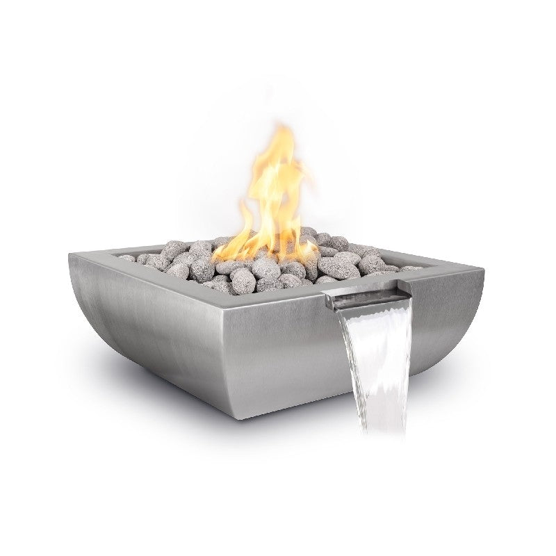 The Outdoor Plus - Avalon 24 Inch Stainless Steel Electronic Fire and Water Bowl, Liquid Propane Gas-United Backyard