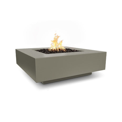 The Outdoor Plus - Cabo 48 Inch Square Concrete Match Lit Fire Pit, Rustic White, Liquid Propane Gas-United Backyard