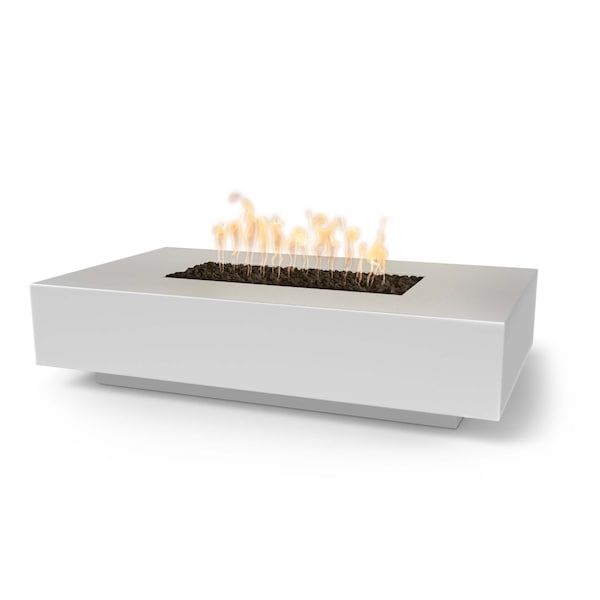 The Outdoor Plus - Cabo 90" Linear Concrete 110V Electronic Fire Pit, Natural Gas - Limestone-United Backyard